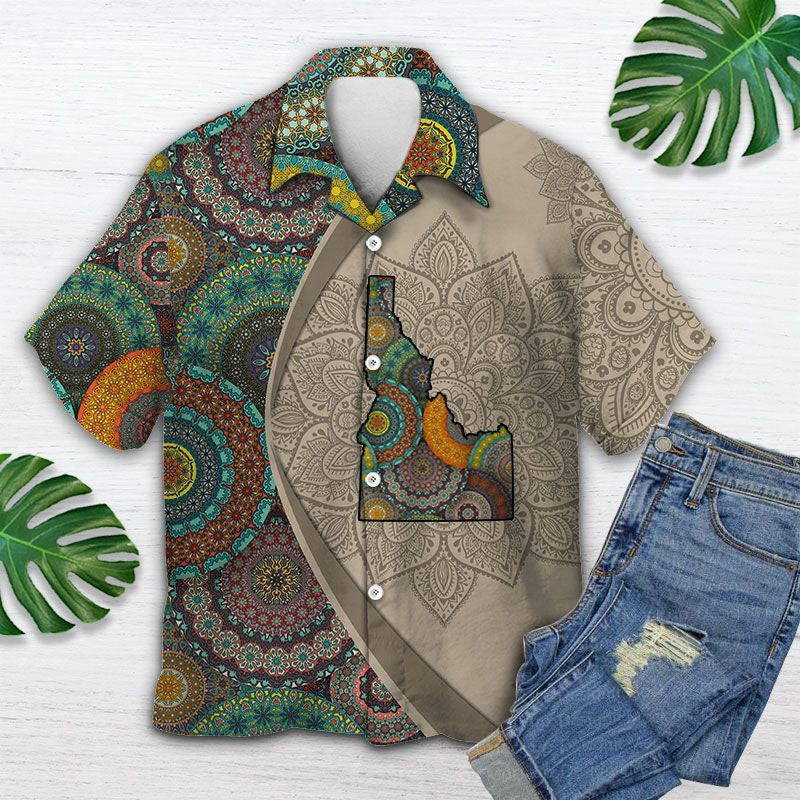 Léarscáil Seandachtaí As Idaho Mandala Patrún Paiste Bláthanna Léine Haváís, Bronntanas Léine Haváíais, Bronntanas Nollag