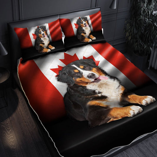Bernese Mountain Dog Quilt Bedding Set Canadian Flag Bedroom Set Bedlinen 3D,Bedding Christmas Gift,Bedding Set Christmas
