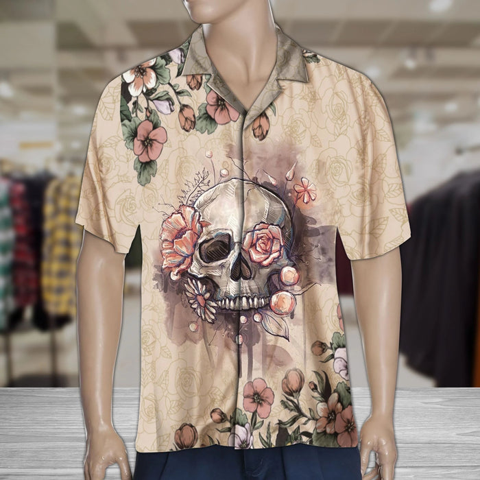 Amazing Sugar Skull With Pink Floral Art Pattern Hawaiian Shirt, Hawaiian Shirt Gift, Christmas Gift