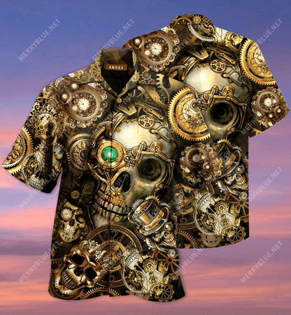 Buy Amazing Steampunk Skull Hawaiian Shirt,Hawaiian Shirt Gift, Christmas Gift