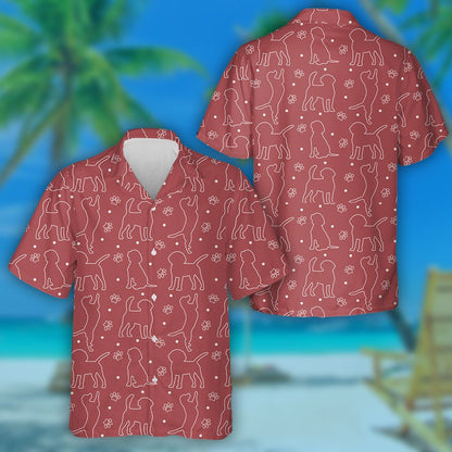 Silhouettes Funny Beagle Dog On Red Hawaiian Shirt,Hawaiian Shirt Gift, Christmas Gift