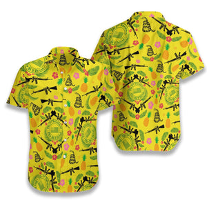 Gun 2nd Amendment Logo On Yellow Background Design Hawaiian Shirt, Hawaiian Shirt Gift, Christmas Gift