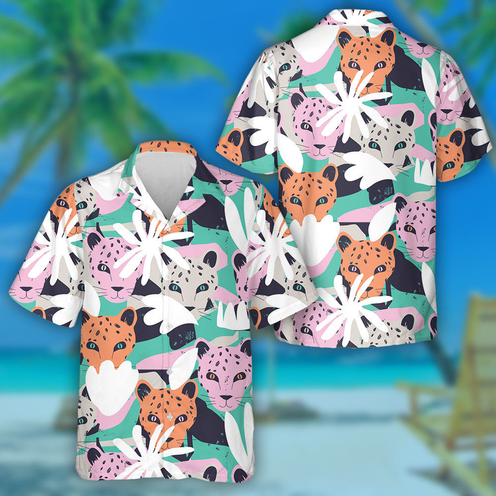 Stylish Artistic African Leopard Face In Jungle Hawaiian Shirt, Hawaiian Shirt Gift, Christmas Gift