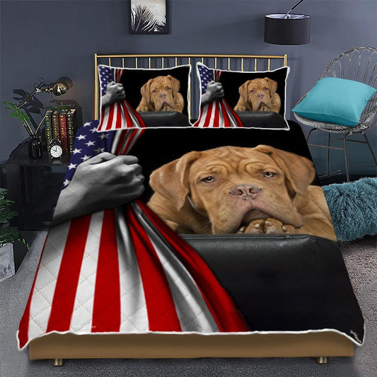 Dogue De Bordeaux Lover American US Quilt Bedding 3D Set Bedroom Set Bedlinen,Bedding Christmas Gift,Bedding Set Christmas
