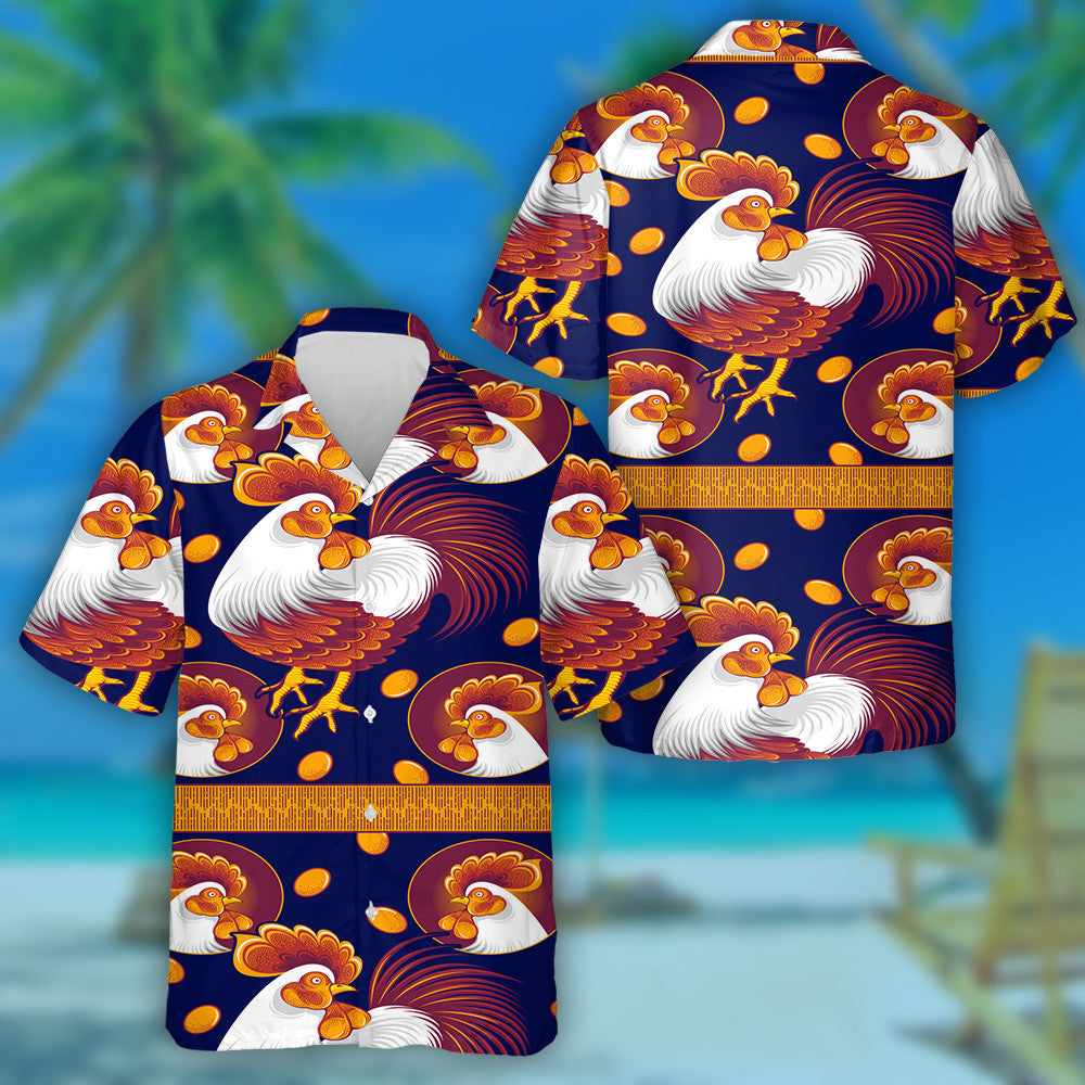 Chicken With Beautiful Feathers And Gold Eggs Hawaiian Shirt, Hawaiian Shirt Gift, Christmas Gift
