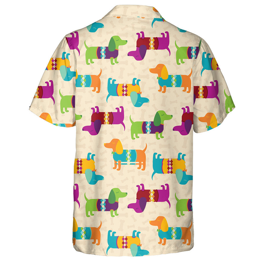 Well Dressed Fancy Colorful Dachshund Wiener Hawaiian Shirt, Hawaiian Shirt Gift, Christmas Gift