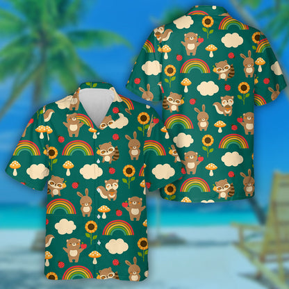 Ainmhithe Gleoite Coillearnacha Le Muisiriún Lusanna Gréine Rainbow Agus Scamaill Léine Haváís, Bronntanas Léine Haváís, Bronntanas Nollag