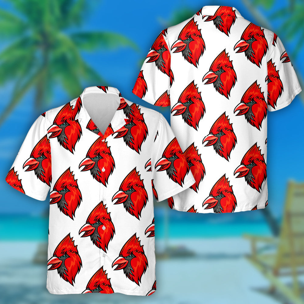 Red Cardinal Bird Head In Cartoon Style Hawaiian Shirt, Hawaiian Shirt Gift, Christmas Gift