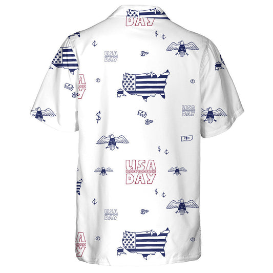 USA Independence Day Hand Drawn Symbols Pattern Hawaiian Shirt, Hawaiian Shirt Gift, Christmas Gift