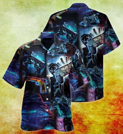 Consól Cluiche Leon Gunna Colorful Téama Dark Dearadh Léine Haváís, Bronntanas Léine Haváís, Bronntanas Nollag