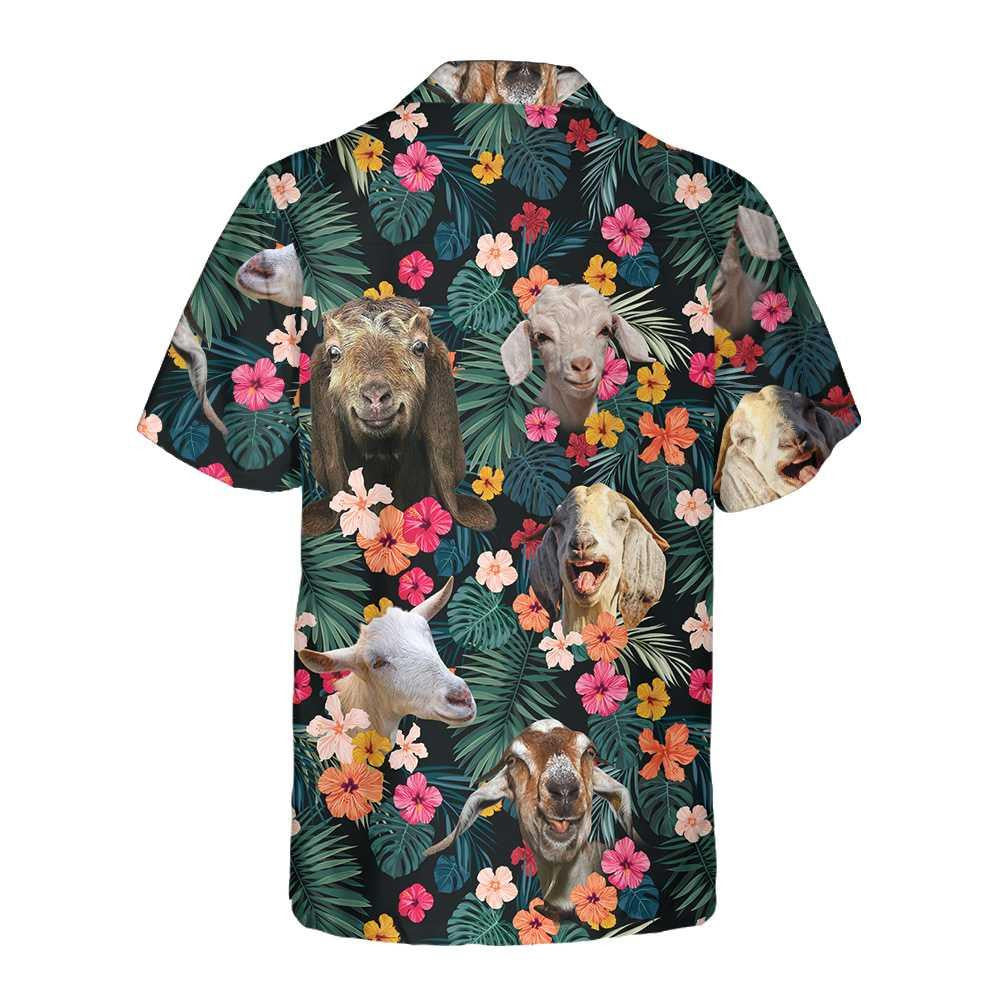 Lovely Goat Aloha Tropical Plumeria Monstera Leaves Hawaiian Shirt, Hawaiian Shirt Gift, Christmas Gift