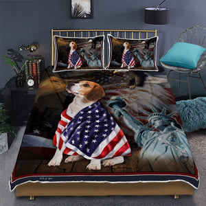Beagle Dog American Patriot Quilt Bedding Set Bedroom Set Bedlinen 3D,Bedding Christmas Gift,Bedding Set Christmas