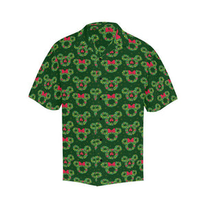 Green Background Cute Christmas Wreaths Hawaiian Shirt, Hawaiian Shirt Gift, Christmas Gift