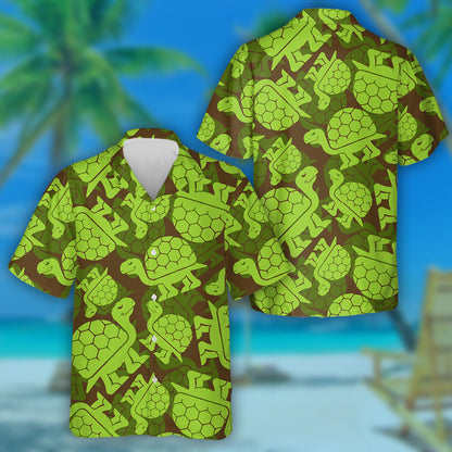 Green Turtle Military Army Animal Background Hawaiian Shirt, Hawaiian Shirt Gift, Christmas Gift