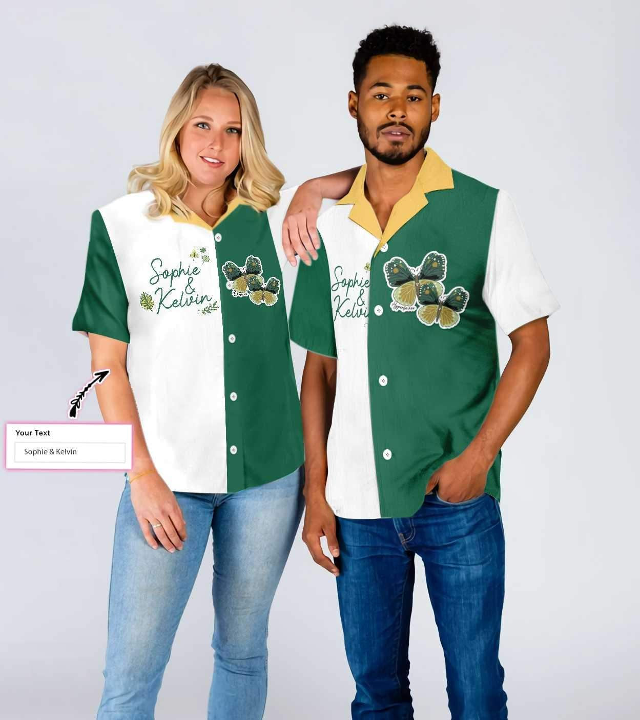 Green And White Theme Custom Name Hawaiian Shirt,Hawaiian Shirt Gift, Christmas Gift