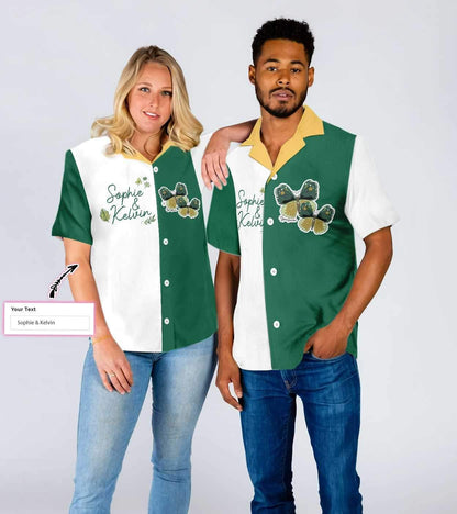 Green And White Theme Custom Name Hawaiian Shirt,Hawaiian Shirt Gift, Christmas Gift