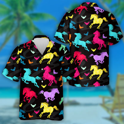 Running Horses And Heart With Wings Hawaiian Shirt,Hawaiian Shirt Gift, Christmas Gift