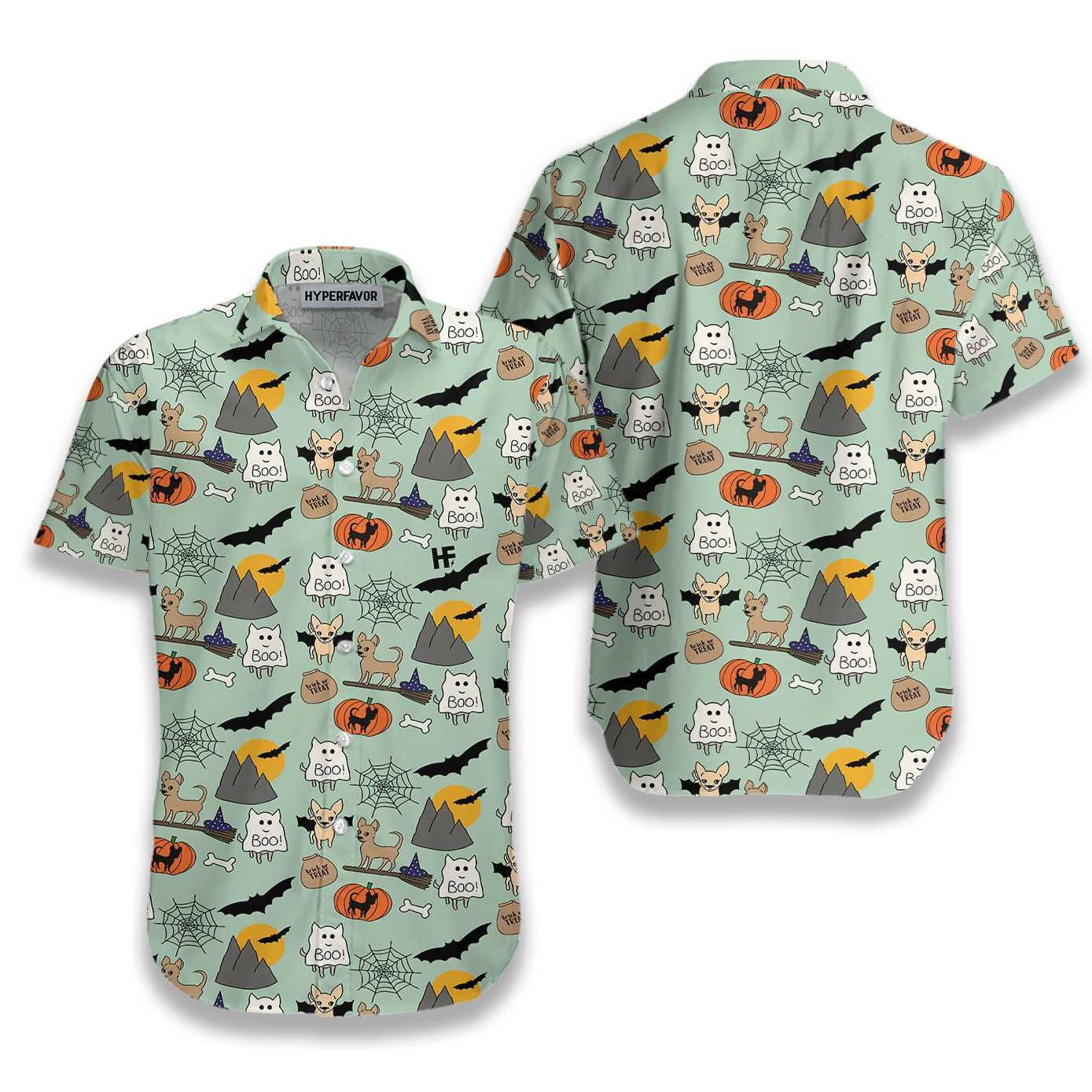Halloween Chihuahua Shirt For Men Hawaiian Shirt, Hawaiian For Gift
