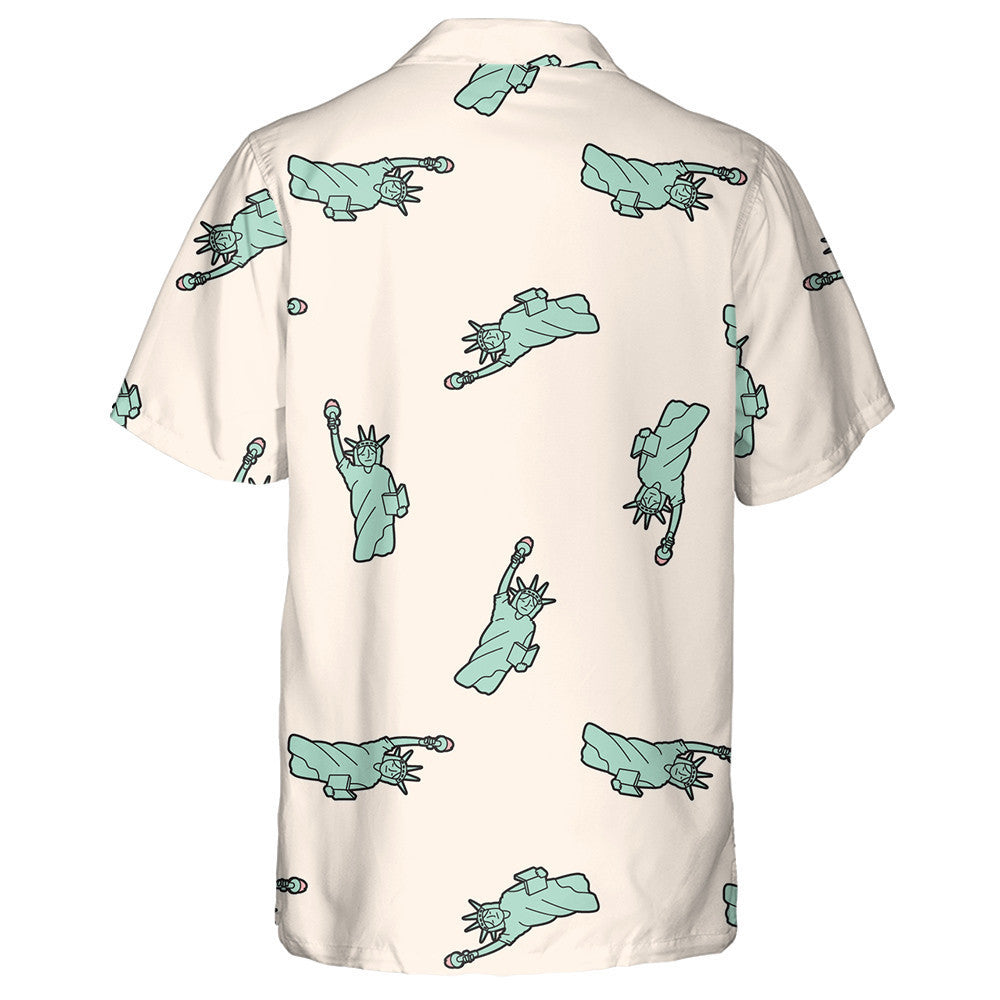 The Statue Of Liberty Icon Elements Pattern Hawaiian Shirt,Hawaiian Shirt Gift, Christmas Gift