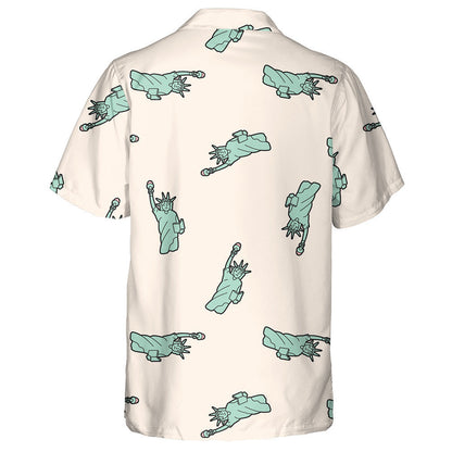 The Statue Of Liberty Icon Elements Pattern Hawaiian Shirt,Hawaiian Shirt Gift, Christmas Gift