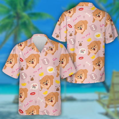 Little Smile Dog Animal In Cartoon Style Hawaiian Shirt, Hawaiian Shirt Gift, Christmas Gift
