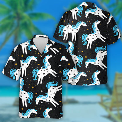 Hand Drawn Horses With Animals And Stars Hawaiian Shirt, Hawaiian Shirt Gift, Christmas Gift