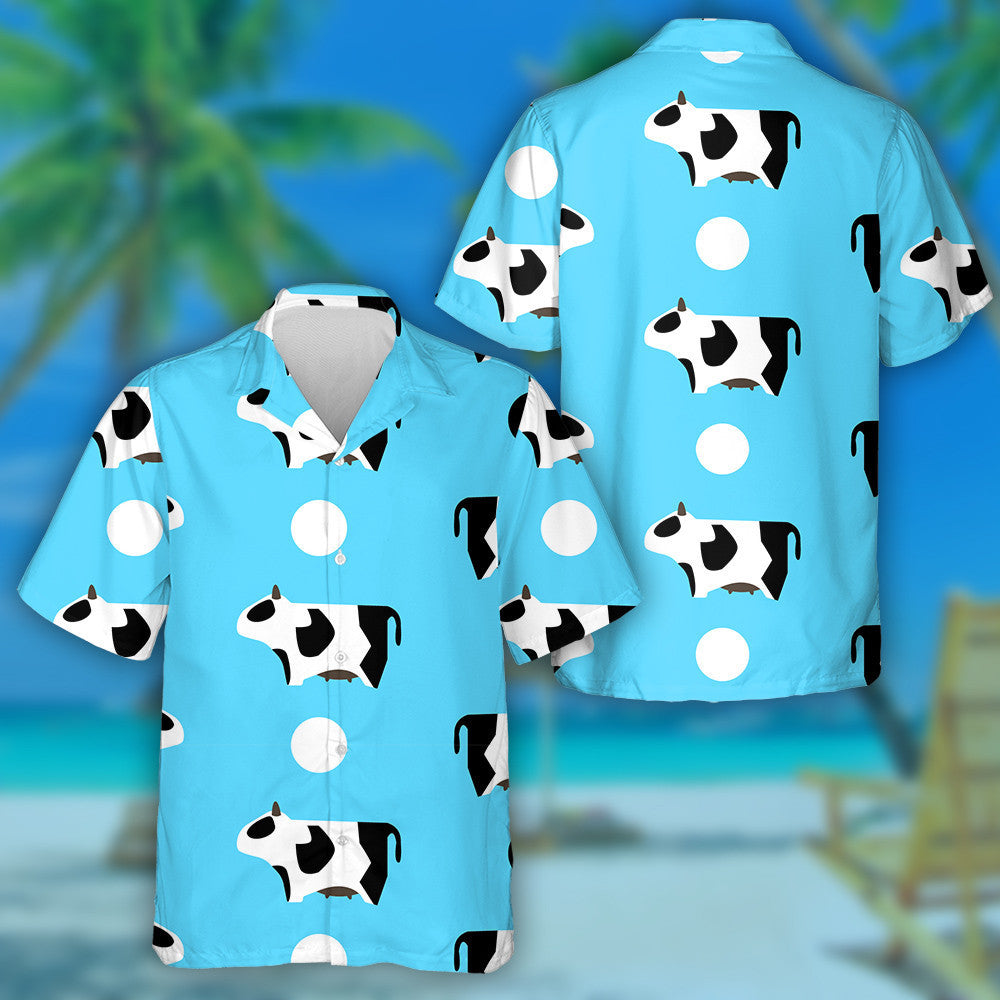 Funny Cows And White Ball On Blue Hawaiian Shirt, Hawaiian Shirt Gift, Christmas Gift