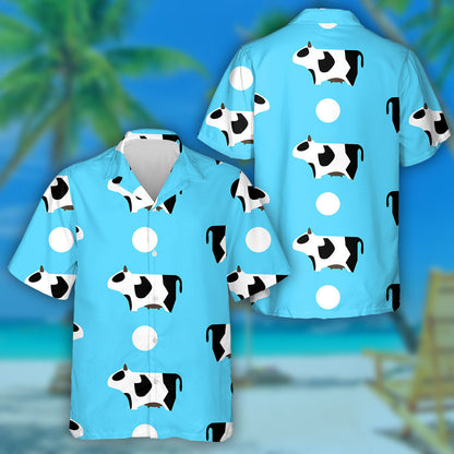 Funny Cows And White Ball On Blue Hawaiian Shirt, Hawaiian Shirt Gift, Christmas Gift