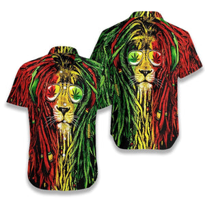 Red And Green Dreadlocks Rasta Lion Pattern Hawaiian Shirt, Hawaiian Shirt Gift, Christmas Gift