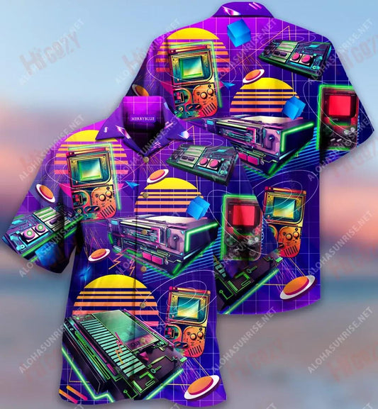 Consóil Cluiche I gCuimhne na 80í Léine Gearr Muinchille Unisex Léinte T Aigéan Na Léinte Haváís is Fearr Léinte Greannmhar haváíais, Bronntanas Léine haváíais, Bronntanas Nollag