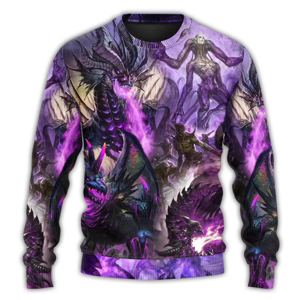 Dragon Purple Skull Monster Lightning Fight Art Style Ugly Christmas Sweater, Christmas Gift, Gift Christmas 2024