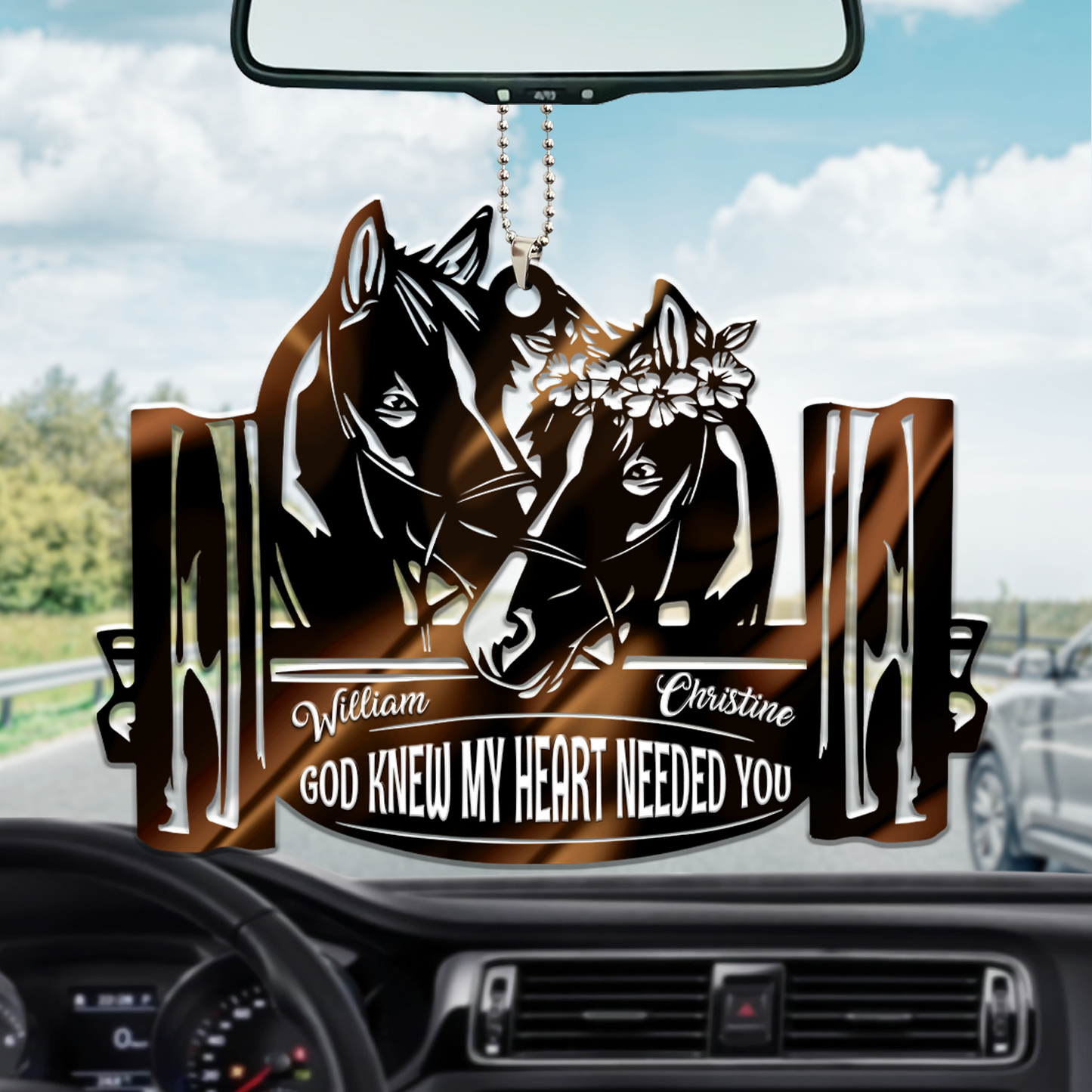 Personalized Car Ornament Perfect Horse Couple God Knew Hanging Ornament For Auto, Christmas Decoration