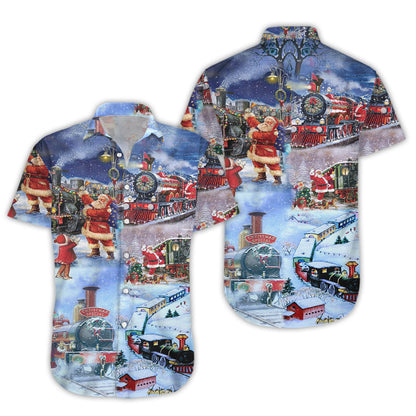 Buy Train To Christmas Hawaiian Shirt- Hawaiian Shirts -Hawaiian Shirt Gift, Christmas Gift