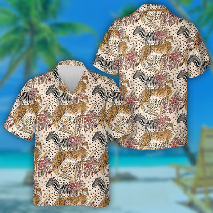 The Spots Of The Leopard Skins And Zebra Hawaiian Shirt,Hawaiian Shirt Gift, Christmas Gift