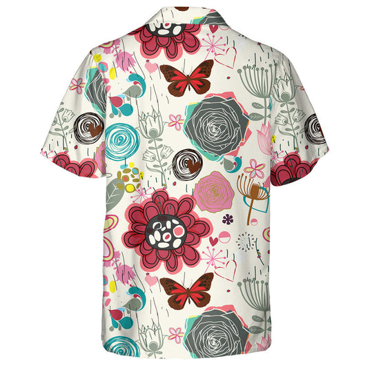 Téama Trópaiceach Bláthanna Agus Féileacán i Stíl Retro Léine Haváís, Bronntanas Léine Haváíais, Bronntanas Nollag