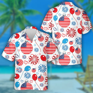 Xmas Hanging Ornaments With Fireworks 4th Of July Hawaiian Shirt, Hawaiian Shirt Gift, Christmas Gift