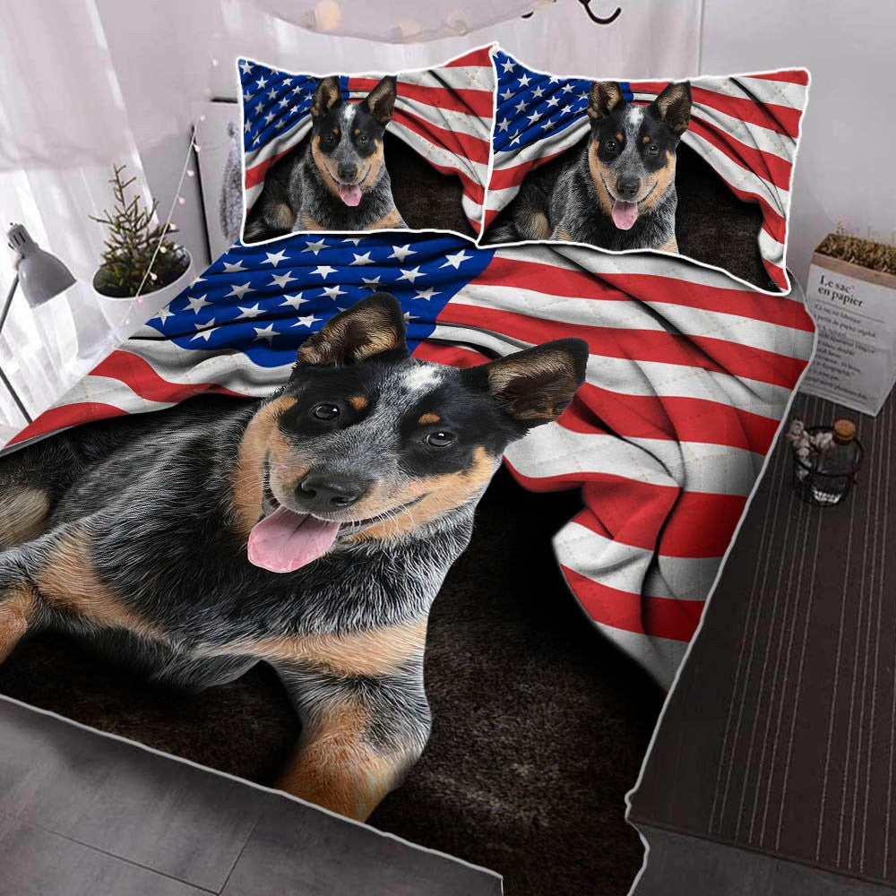 Australian Cattle Dog. Blue Heeler American Patriot Quilt Bedding Set Bedroom Set Bedlinen 3D,Bedding Christmas Gift,Bedding Set Christmas