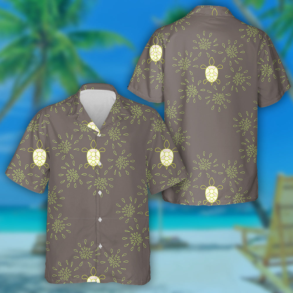 Flower And Turtle Background In Doodle Style Hawaiian Shirt, Hawaiian Shirt Gift, Christmas Gift