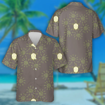 Flower And Turtle Background In Doodle Style Hawaiian Shirt, Hawaiian Shirt Gift, Christmas Gift