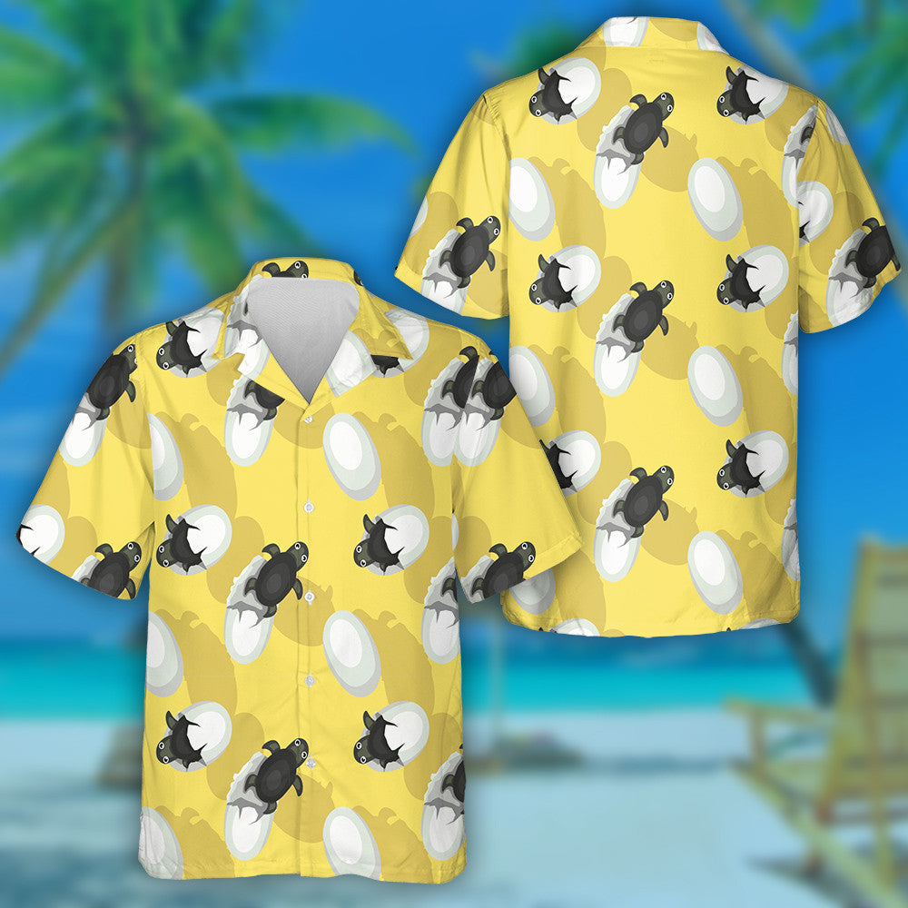 Baby Turtle Born Hatching Egg Cartoon Hawaiian Shirt, Hawaiian Shirt Gift, Christmas Gift