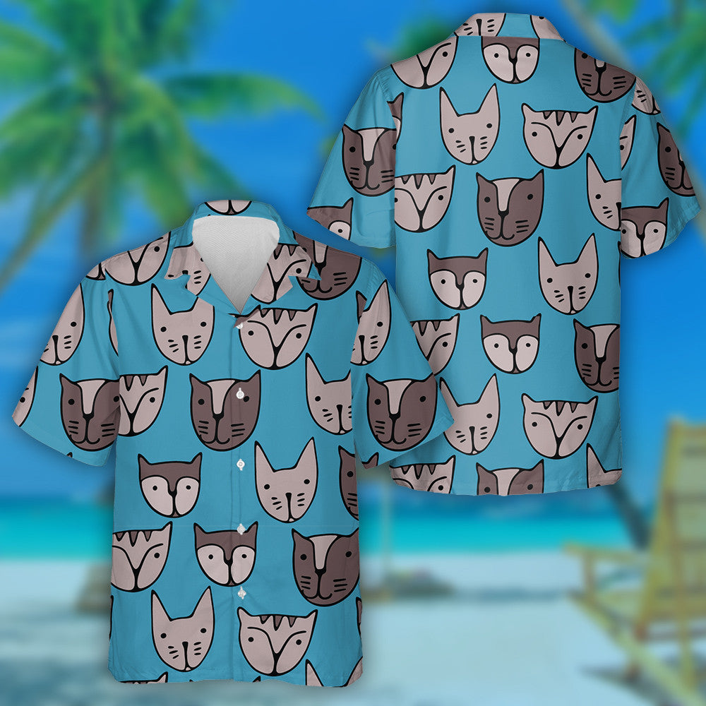 Cartún Aghaidheanna Cat gleoite Ar Léine Gorm Haváí, Bronntanas Léine Haváise, Bronntanas Nollag