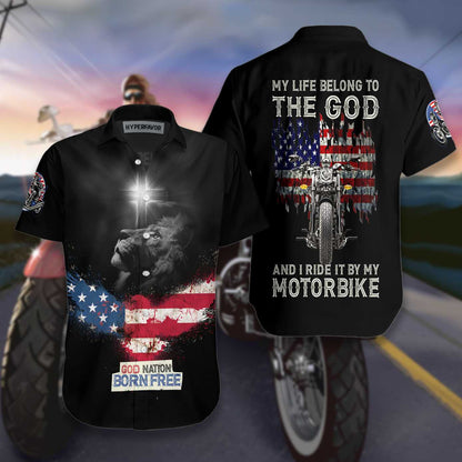 God Nation Born Free Hawaiian Shirt Black Background,Hawaiian Shirt Gift, Christmas Gift