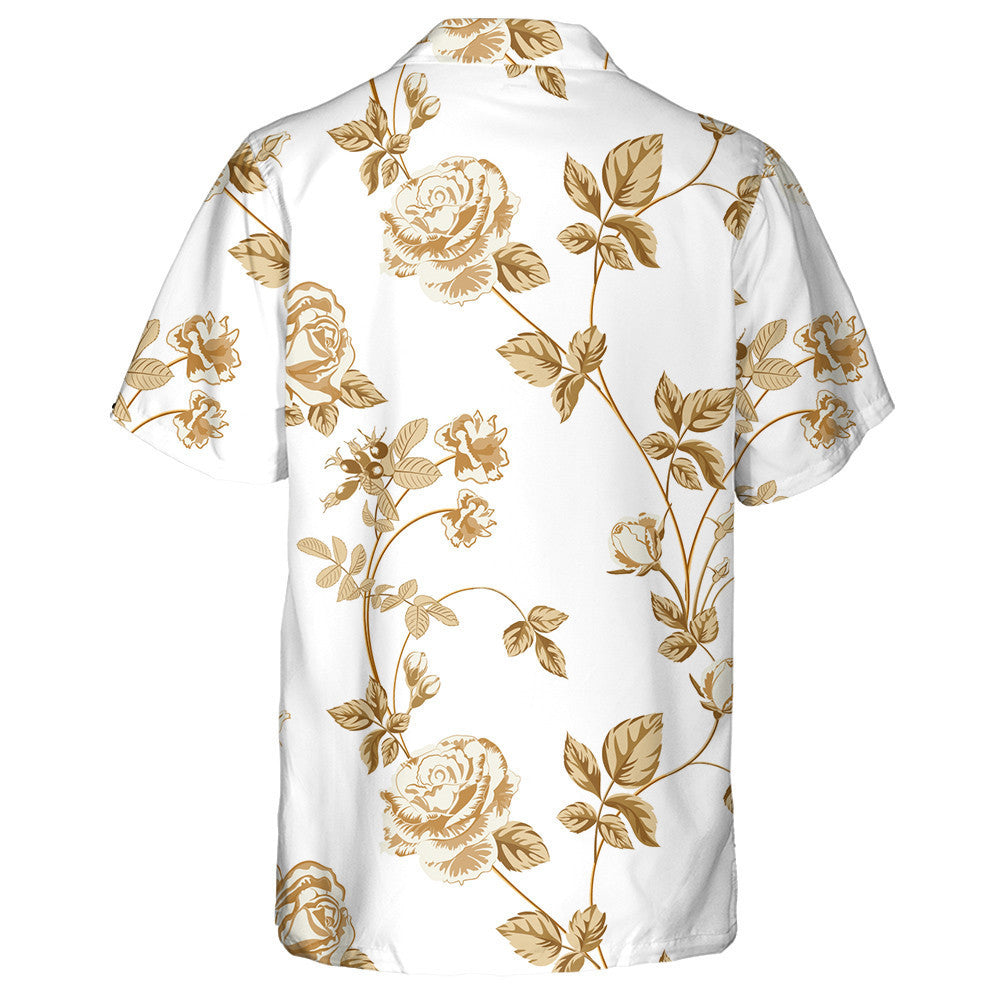 Cúlra Bláthanna Trendy Le Bláthanna Órga Dearadh Léine Haváís, Bronntanas Léine Haváís, Bronntanas Nollag