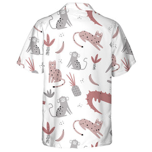Wild African Leopard With Monkey And Crocodile Hawaiian Shirt,Hawaiian Shirt Gift, Christmas Gift