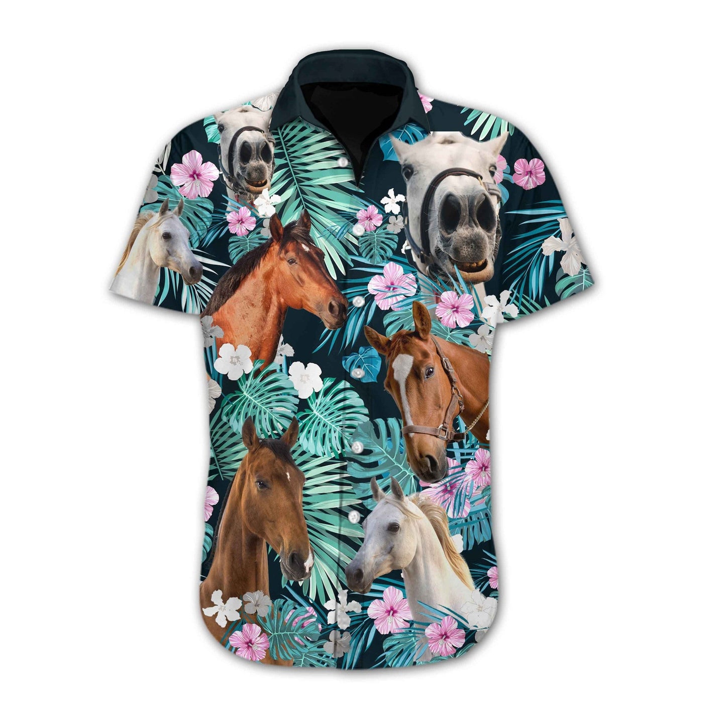 Wild And Free Horse Tropical Design Hawaiian Shirt, Hwaiian For Gift