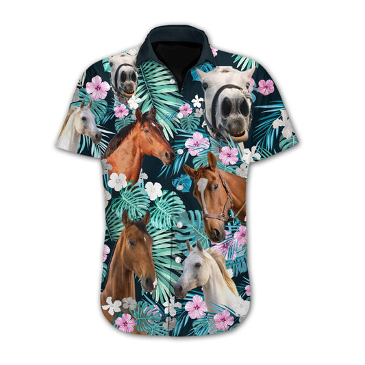 Wild And Free Horse Tropical Design Hawaiian Shirt, Hwaiian For Gift