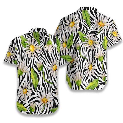 Daisy Zebra Watercolor Painting Art Pattern Hawaiian Shirt,Hawaiian Shirt Gift, Christmas Gift