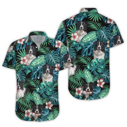 Border Collie Hawaiian Shirt - Border Collie Green Tropical Hawaiian Shirt - Summer Gifts For Men,Hawaiian Shirt Gift, Christmas Gift