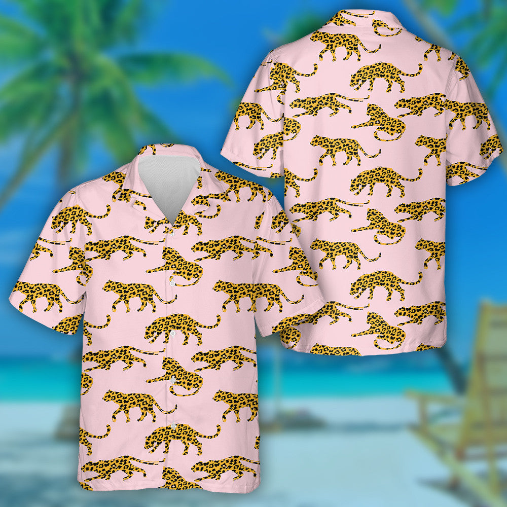 Exotic With Abstract Silhouettes Of Leopards Hawaiian Shirt,Hawaiian Shirt Gift, Christmas Gift