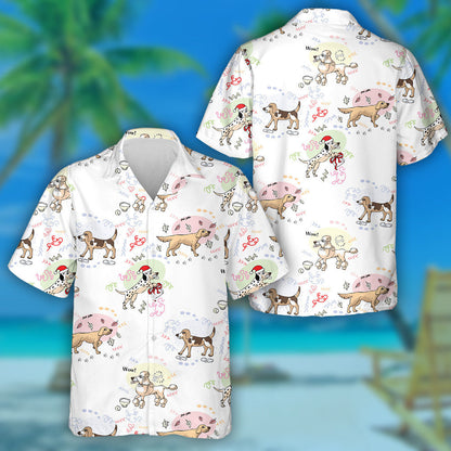 Beagle Dog Hand Drawn Animals Sketches Hawaiian Shirt, Hawaiian Shirt Gift, Christmas Gift